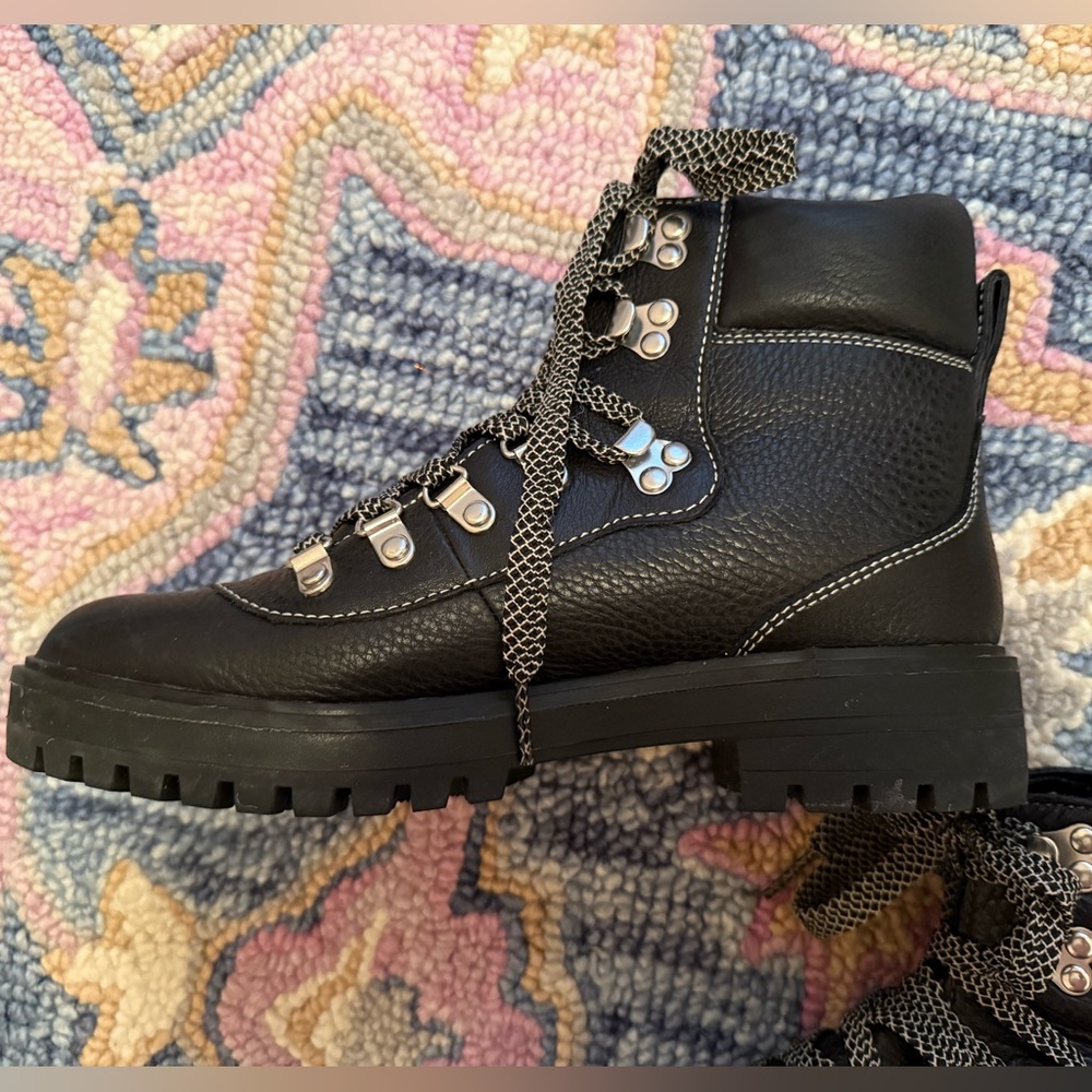 J. Crew Black Leather Nordic Hiking Boots